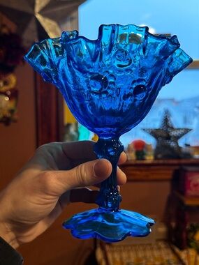 Fenton Cabbage Rose Pedestal Compote✨